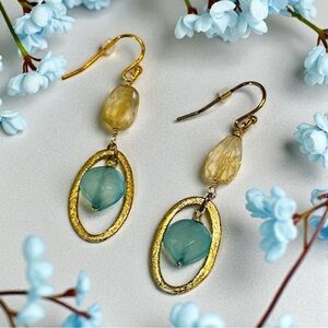 Elegant Gold and Blue Dangle Earrings